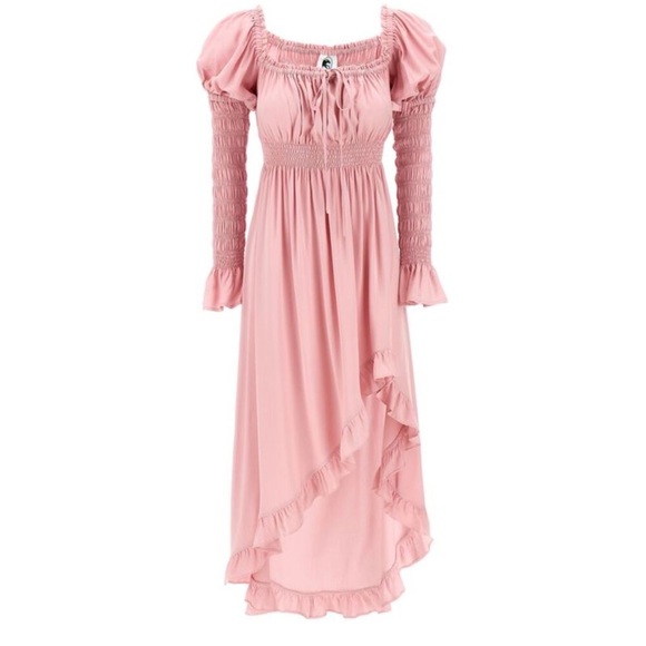 Sleeper - Juliette Shirred Asymmetric Dress - Pink - Size S - NWT - Picture 3 of 14